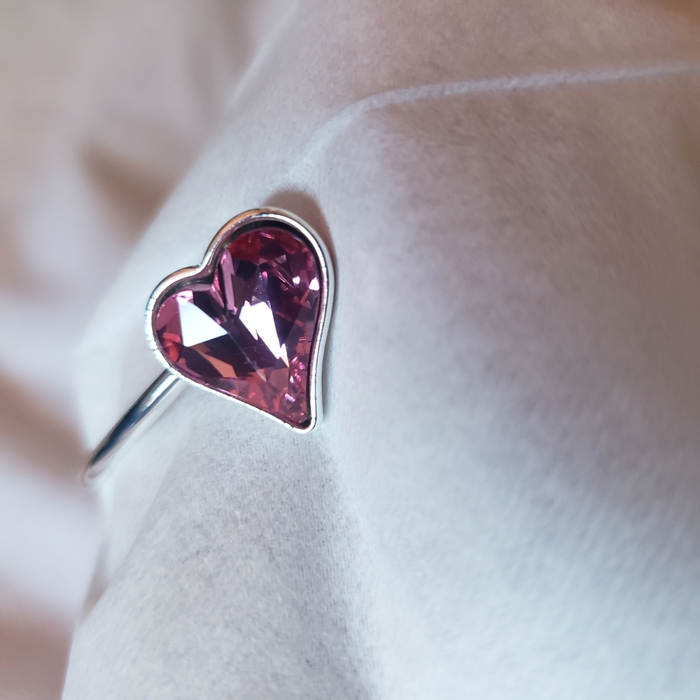 Swarovski Pink HEART and Silver Bracelet